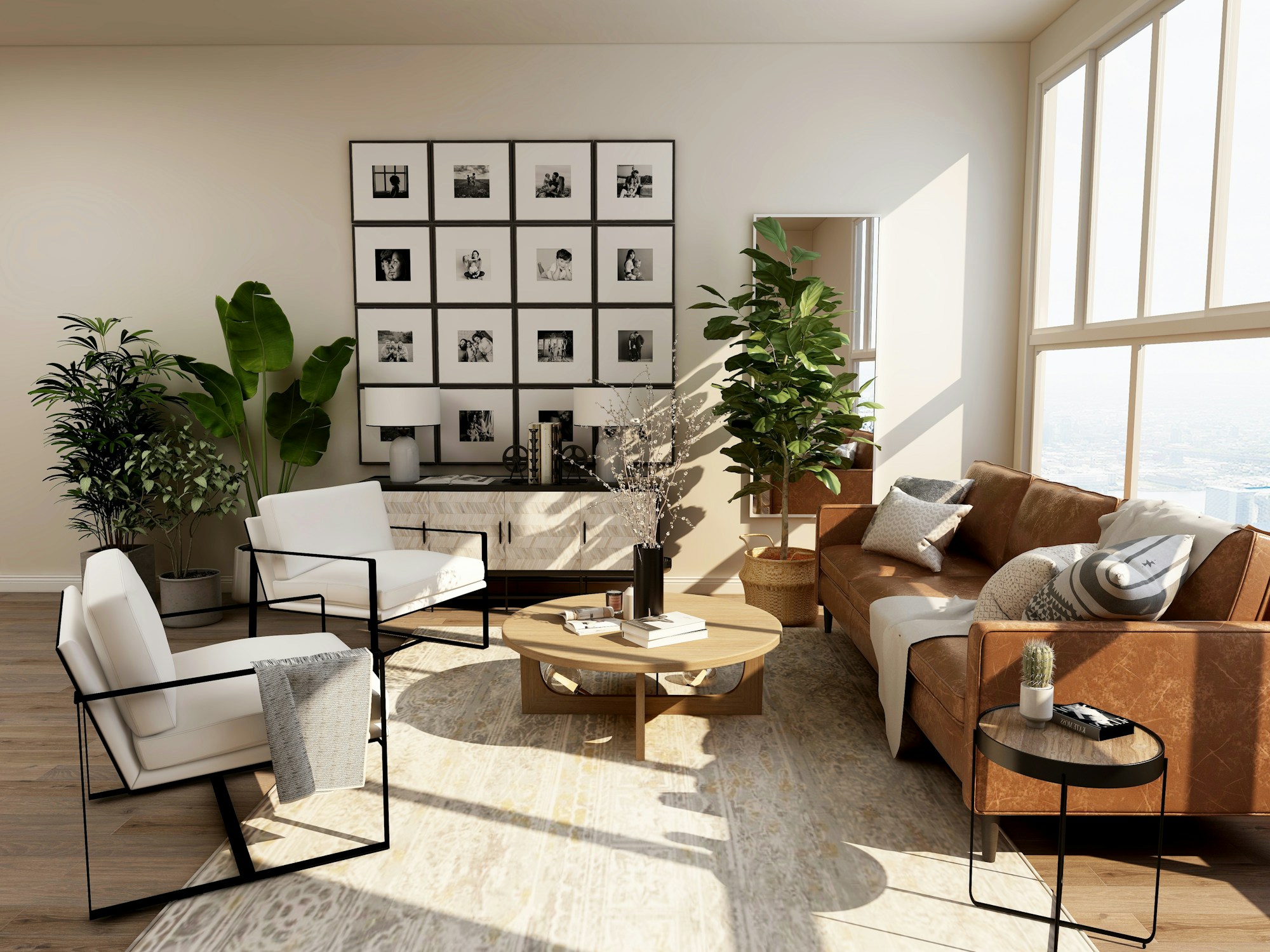 Intérieur lumineux aux tons naturels, photographie d’illustration